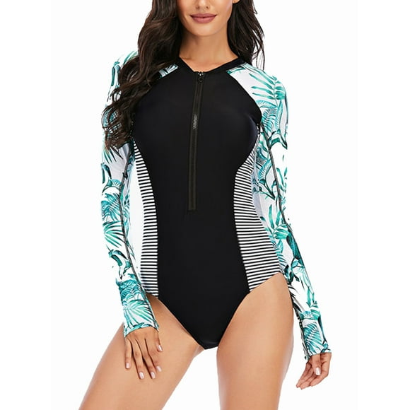 fogohill Womens One Piece Long Sleeve Rash Guard UV Protection Printed Surfing Swimsuit Bathing Suit fogohill Womens One Piece Long Sleeve Rash Guard UV Protection Printed Surfing Swimsuit Bathing Suit